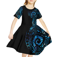 New Zealand Maori Koru Art Traditional Tattoo Kid Short Sleeve Dress Paua Shell LT03 - Polynesian Pride