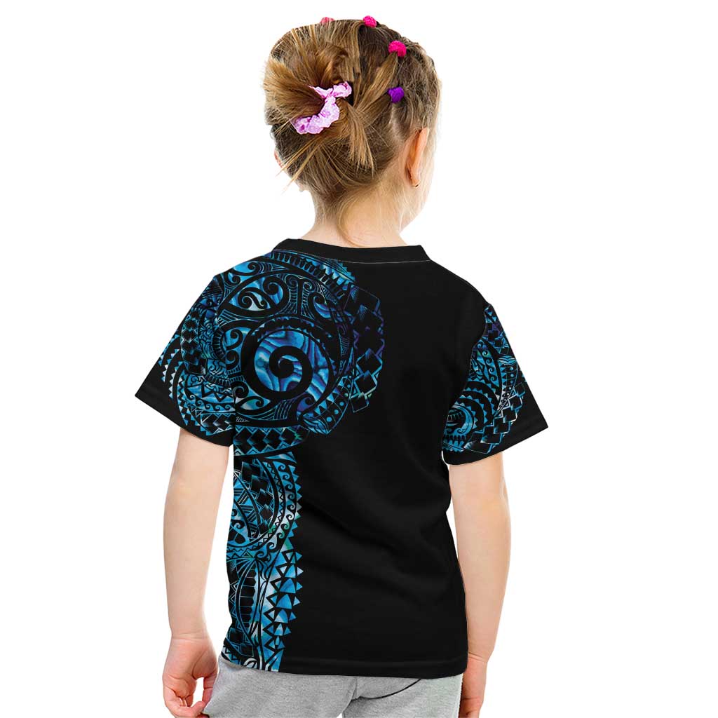 New Zealand Maori Koru Art Traditional Tattoo Kid T Shirt Paua Shell LT03 - Polynesian Pride