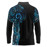 New Zealand Maori Koru Art Traditional Tattoo Long Sleeve Polo Shirt Paua Shell LT03 - Polynesian Pride