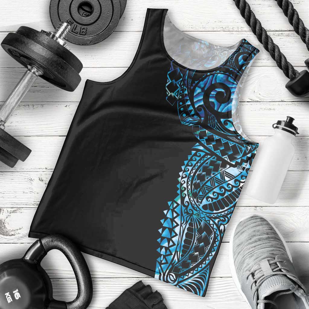 New Zealand Maori Koru Art Traditional Tattoo Men Tank Top Paua Shell