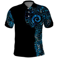 New Zealand Maori Koru Art Traditional Tattoo Polo Shirt Paua Shell LT03 Black - Polynesian Pride
