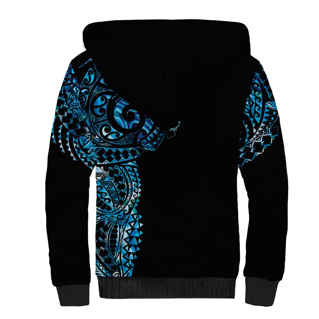 New Zealand Maori Koru Art Traditional Tattoo Sherpa Hoodie Paua Shell LT03 - Polynesian Pride