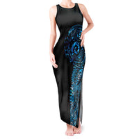 New Zealand Maori Koru Art Traditional Tattoo Tank Maxi Dress Paua Shell LT03 Women Black - Polynesian Pride