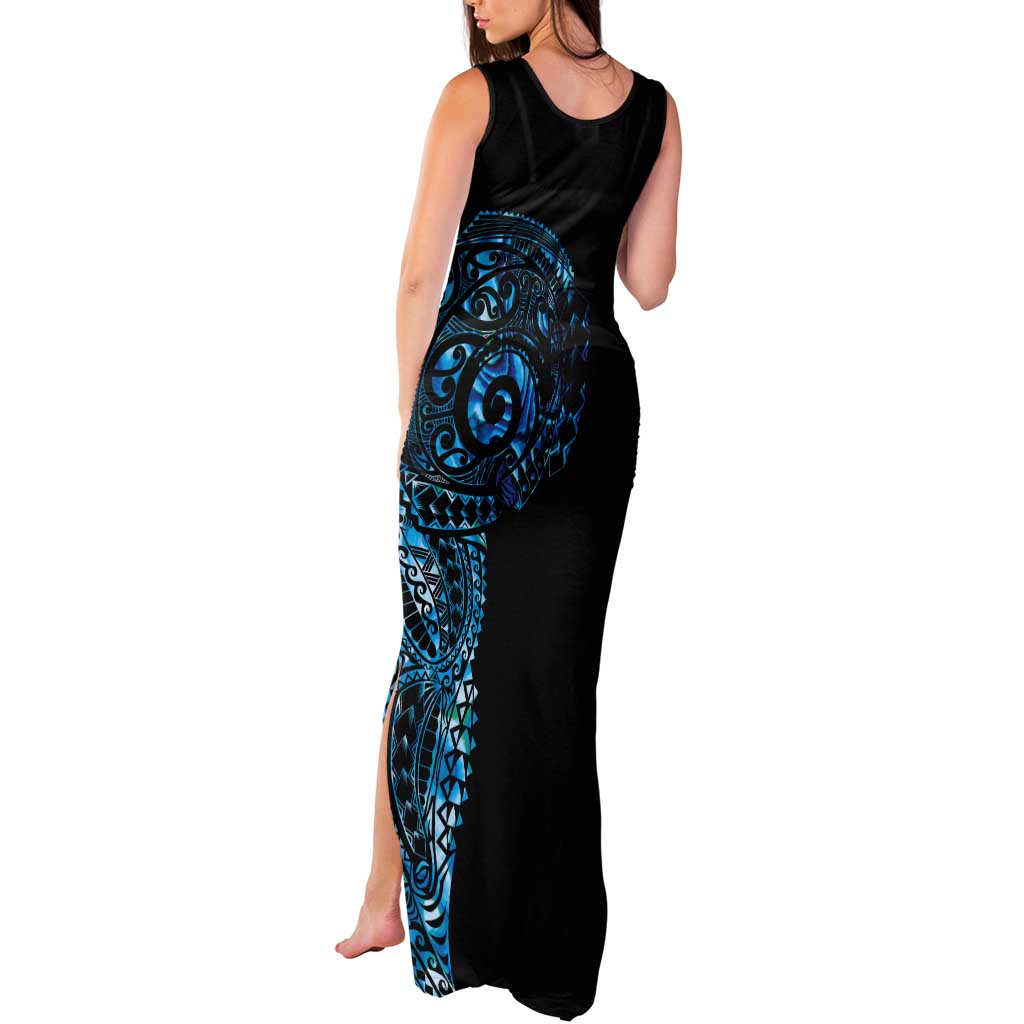 New Zealand Maori Koru Art Traditional Tattoo Tank Maxi Dress Paua Shell LT03 - Polynesian Pride