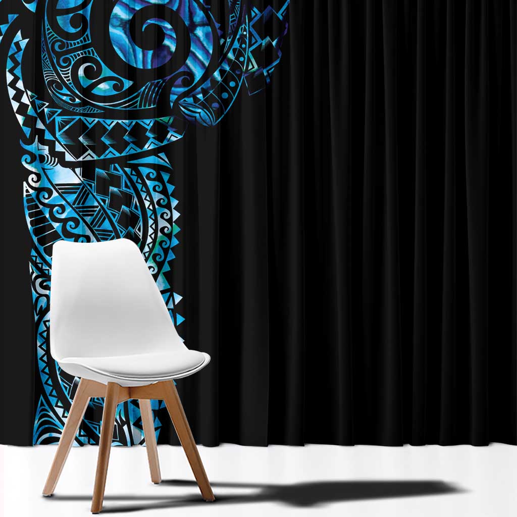 New Zealand Maori Koru Art Traditional Tattoo Window Curtain Paua Shell
