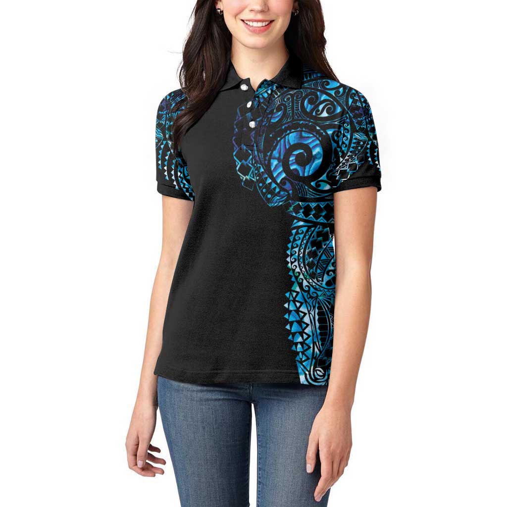 New Zealand Maori Koru Art Traditional Tattoo Women Polo Shirt Paua Shell LT03 - Polynesian Pride
