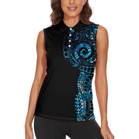 New Zealand Maori Koru Art Traditional Tattoo Women Sleeveless Polo Shirt Paua Shell LT03 - Polynesian Pride