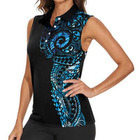 New Zealand Maori Koru Art Traditional Tattoo Women Sleeveless Polo Shirt Paua Shell LT03 - Polynesian Pride