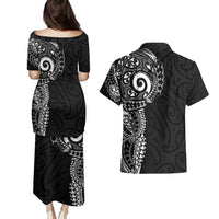 New Zealand Maori Koru Art Traditional Tattoo Couples Matching Puletasi and Hawaiian Shirt Simple Style LT03 - Polynesian Pride