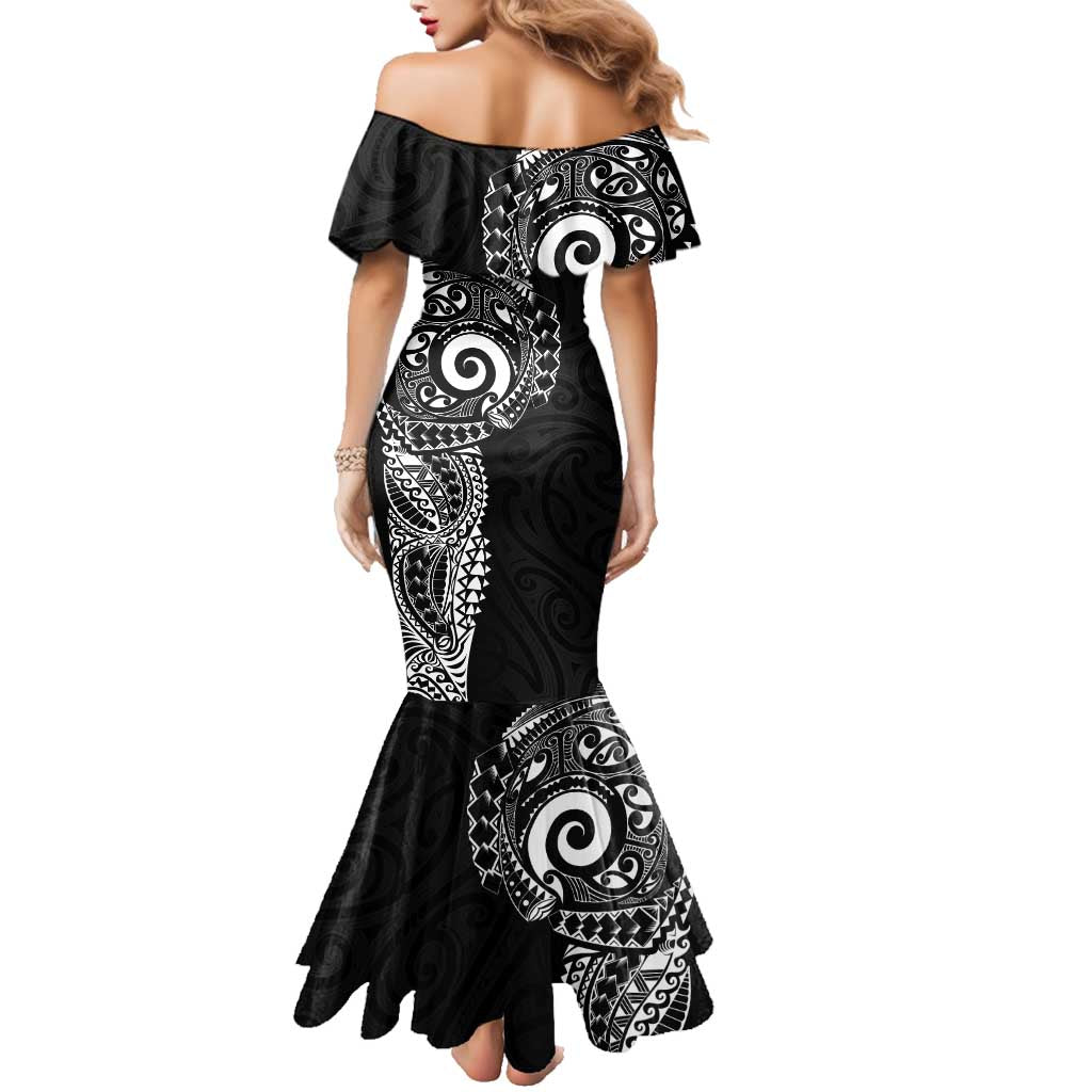 New Zealand Maori Koru Art Traditional Tattoo Family Matching Mermaid Dress and Hawaiian Shirt Simple Style LT03 - Polynesian Pride