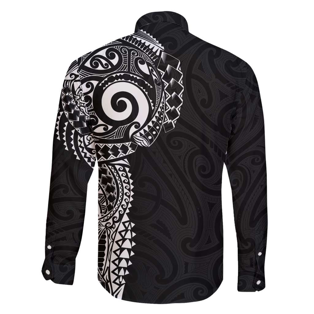 New Zealand Maori Koru Art Traditional Tattoo Family Matching Off Shoulder Maxi Dress and Hawaiian Shirt Simple Style LT03 - Polynesian Pride