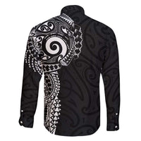 New Zealand Maori Koru Art Traditional Tattoo Family Matching Off Shoulder Short Dress and Hawaiian Shirt Simple Style LT03 - Polynesian Pride