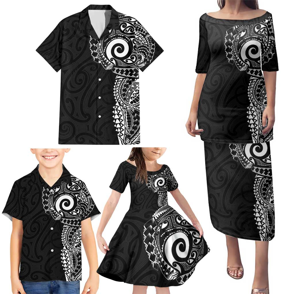 New Zealand Maori Koru Art Traditional Tattoo Family Matching Puletasi and Hawaiian Shirt Simple Style LT03 - Polynesian Pride