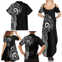 New Zealand Maori Koru Art Traditional Tattoo Family Matching Summer Maxi Dress and Hawaiian Shirt Simple Style LT03 - Polynesian Pride