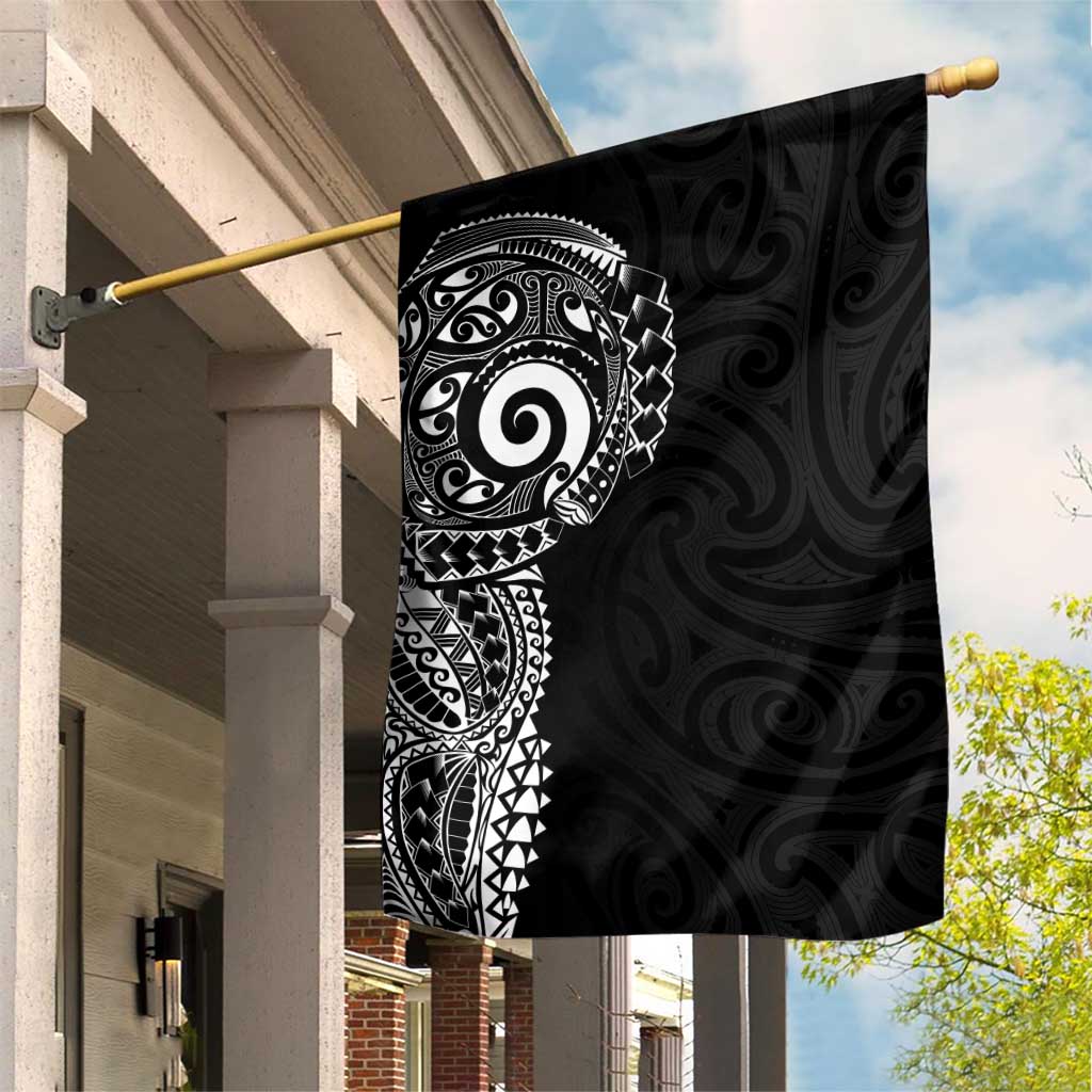 New Zealand Maori Koru Art Traditional Tattoo Garden Flag Simple Style LT03 House Flag Black - Polynesian Pride