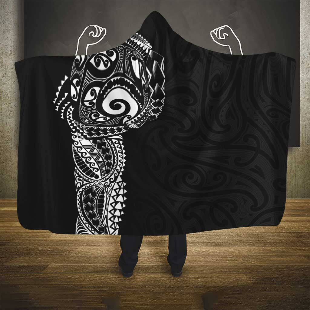 New Zealand Maori Koru Art Traditional Tattoo Hooded Blanket Simple Style LT03 - Polynesian Pride