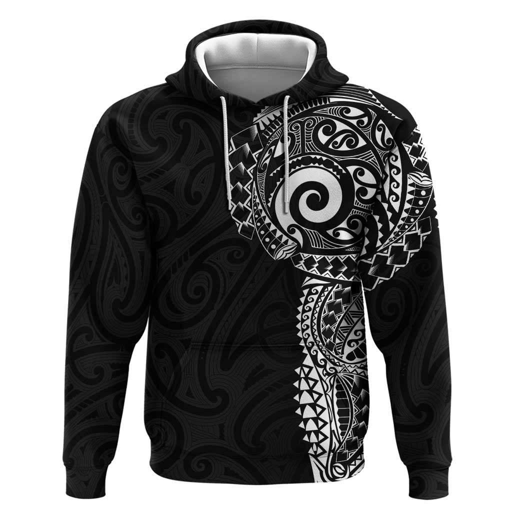 New Zealand Maori Koru Art Traditional Tattoo Hoodie Simple Style LT03 Pullover Hoodie Black - Polynesian Pride