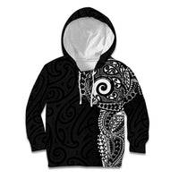 New Zealand Maori Koru Art Traditional Tattoo Kid Hoodie Simple Style LT03 Hoodie Black - Polynesian Pride