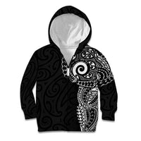 New Zealand Maori Koru Art Traditional Tattoo Kid Hoodie Simple Style LT03 Zip Hoodie Black - Polynesian Pride