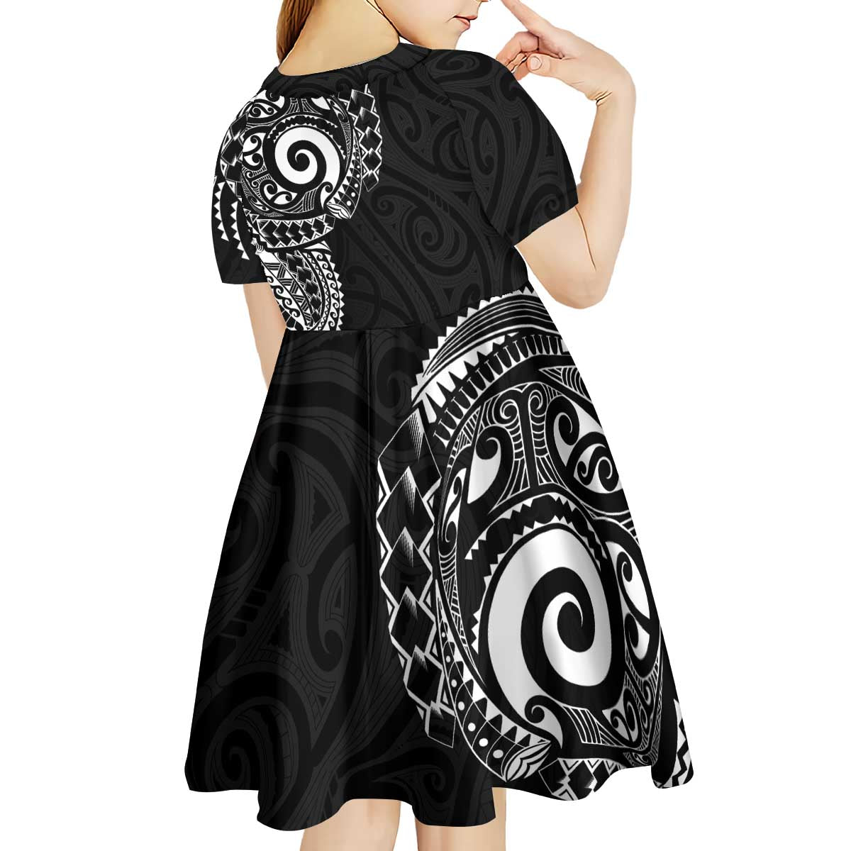 New Zealand Maori Koru Art Traditional Tattoo Kid Short Sleeve Dress Simple Style LT03 - Polynesian Pride