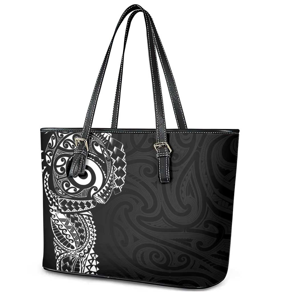 New Zealand Maori Koru Art Traditional Tattoo Leather Tote Bag Simple Style LT03 - Polynesian Pride