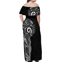 New Zealand Maori Koru Art Traditional Tattoo Off Shoulder Maxi Dress Simple Style LT03 - Polynesian Pride