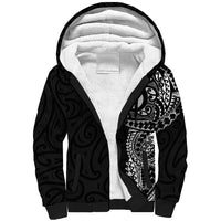New Zealand Maori Koru Art Traditional Tattoo Sherpa Hoodie Simple Style LT03 Unisex Black - Polynesian Pride