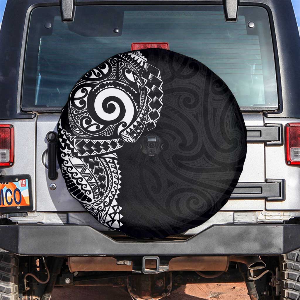 New Zealand Maori Koru Art Traditional Tattoo Spare Tire Cover Simple Style LT03 Black - Polynesian Pride