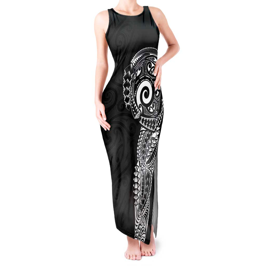 New Zealand Maori Koru Art Traditional Tattoo Tank Maxi Dress Simple Style LT03 Women Black - Polynesian Pride