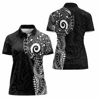 New Zealand Maori Koru Art Traditional Tattoo Women Polo Shirt Simple Style LT03 - Polynesian Pride