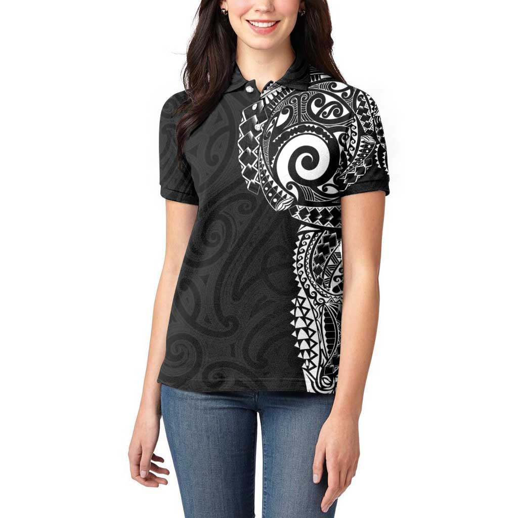 New Zealand Maori Koru Art Traditional Tattoo Women Polo Shirt Simple Style LT03 - Polynesian Pride