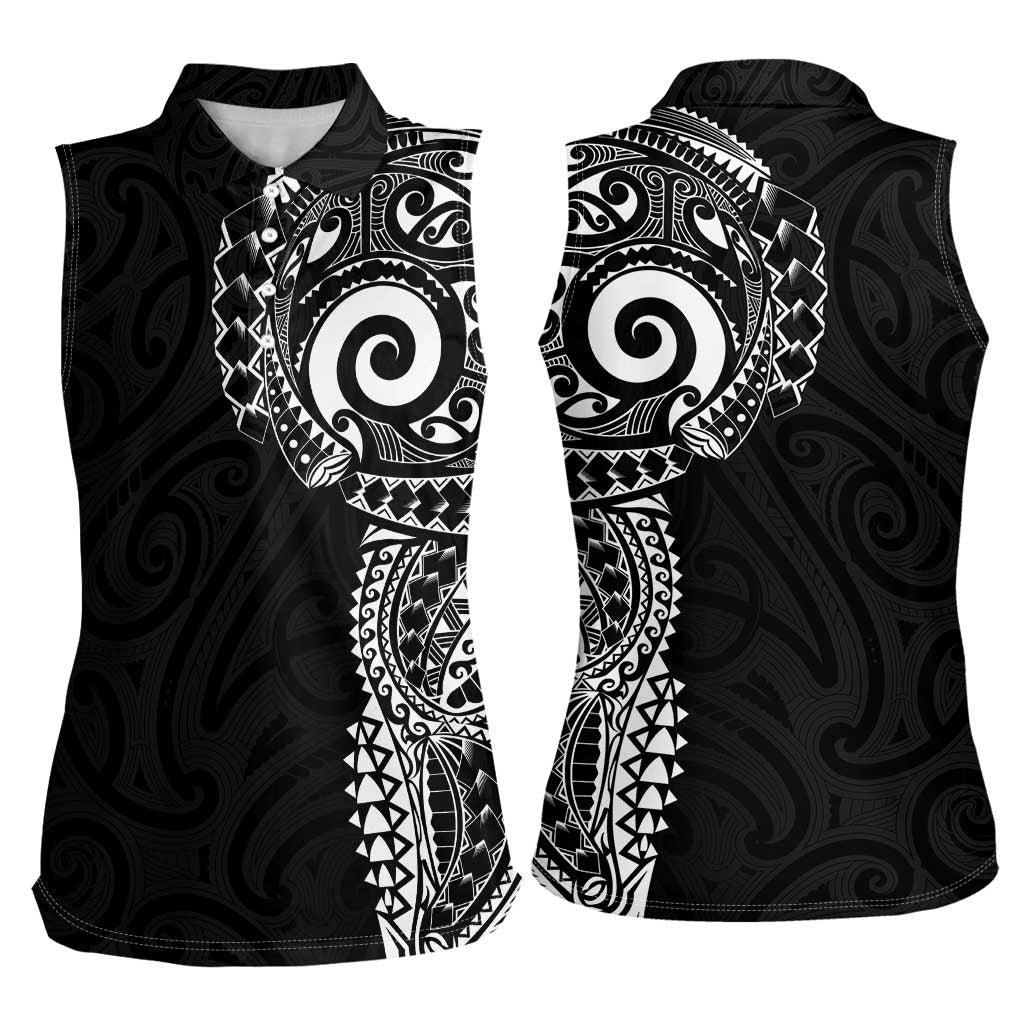 New Zealand Maori Koru Art Traditional Tattoo Women Sleeveless Polo Shirt Simple Style LT03 - Polynesian Pride