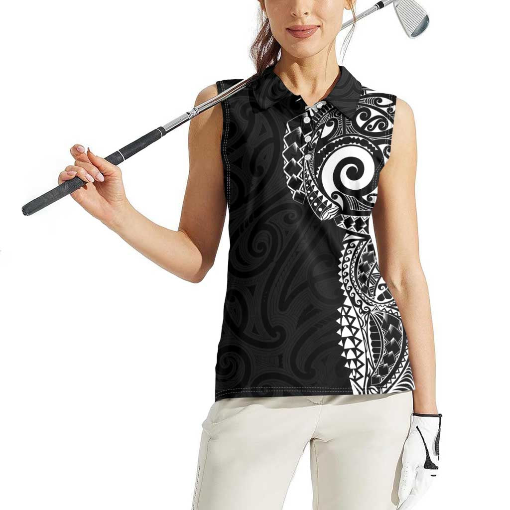 New Zealand Maori Koru Art Traditional Tattoo Women Sleeveless Polo Shirt Simple Style LT03 - Polynesian Pride