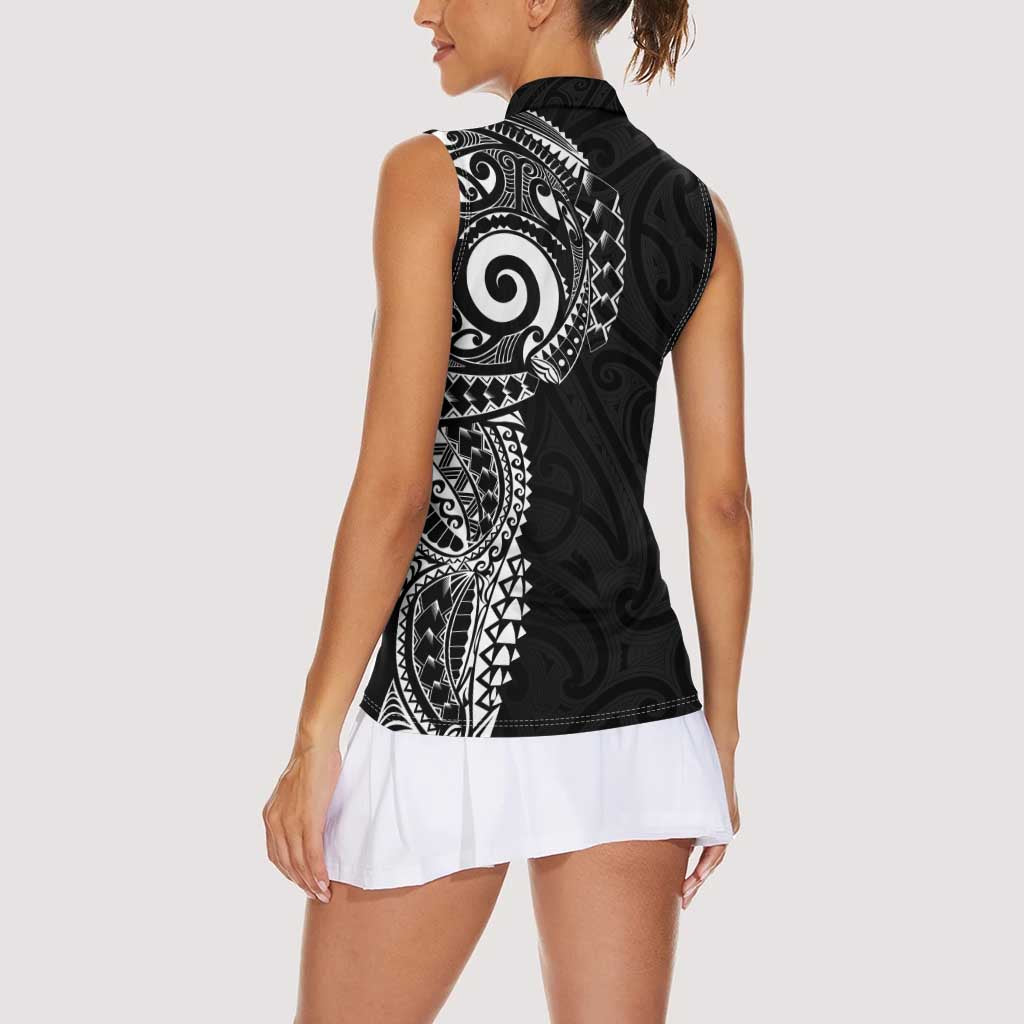 New Zealand Maori Koru Art Traditional Tattoo Women Sleeveless Polo Shirt Simple Style LT03 - Polynesian Pride