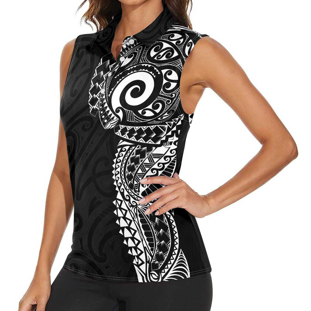 New Zealand Maori Koru Art Traditional Tattoo Women Sleeveless Polo Shirt Simple Style LT03 - Polynesian Pride