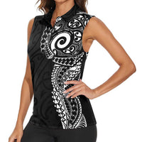 New Zealand Maori Koru Art Traditional Tattoo Women Sleeveless Polo Shirt Simple Style LT03 - Polynesian Pride