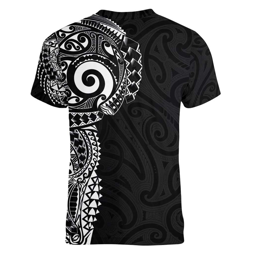 New Zealand Maori Koru Art Traditional Tattoo Women V-Neck T-Shirt Simple Style LT03 - Polynesian Pride