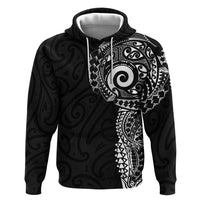 New Zealand Maori Koru Art Traditional Tattoo Zip Hoodie Simple Style LT03 Pullover Hoodie Black - Polynesian Pride