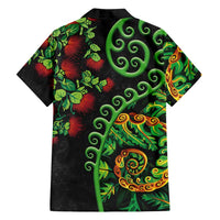 New Zealand Koru Plants and Pohutukawa Family Matching Long Sleeve Bodycon Dress and Hawaiian Shirt Maori Tattoo Pattern LT03 - Polynesian Pride