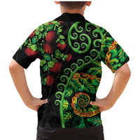 New Zealand Koru Plants and Pohutukawa Family Matching Mermaid Dress and Hawaiian Shirt Maori Tattoo Pattern LT03 - Polynesian Pride