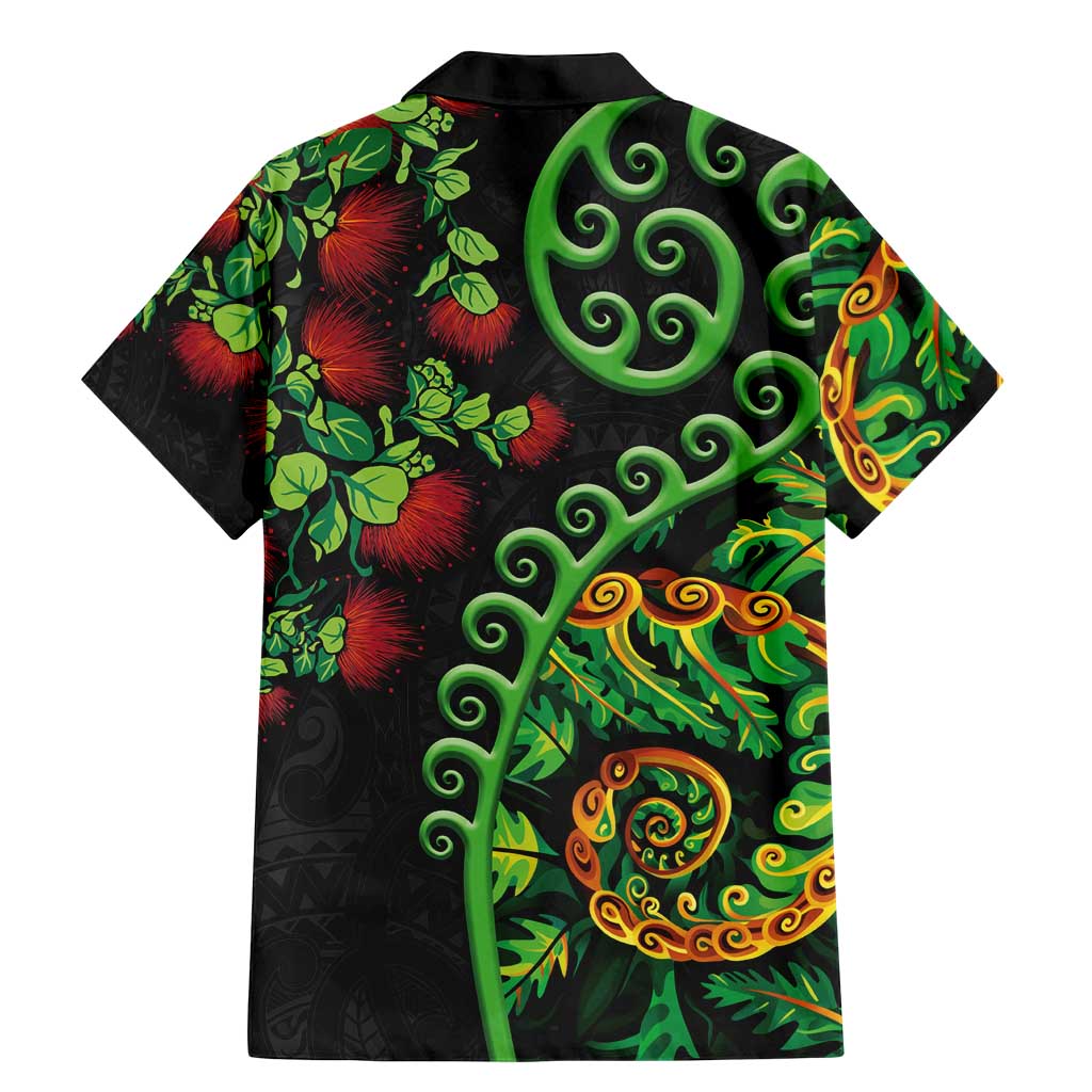 New Zealand Koru Plants and Pohutukawa Family Matching Mermaid Dress and Hawaiian Shirt Maori Tattoo Pattern LT03 - Polynesian Pride