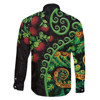 New Zealand Koru Plants and Pohutukawa Family Matching Short Sleeve Bodycon Dress and Hawaiian Shirt Maori Tattoo Pattern LT03 - Polynesian Pride