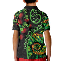 New Zealand Koru Plants and Pohutukawa Kid Polo Shirt Maori Tattoo Pattern LT03 - Polynesian Pride
