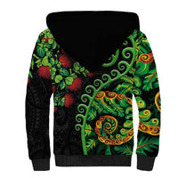 New Zealand Koru Plants and Pohutukawa Sherpa Hoodie Maori Tattoo Pattern LT03 - Polynesian Pride