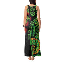 New Zealand Koru Plants and Pohutukawa Tank Maxi Dress Maori Tattoo Pattern LT03 - Polynesian Pride