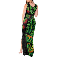 New Zealand Koru Plants and Pohutukawa Tank Maxi Dress Maori Tattoo Pattern LT03 - Polynesian Pride