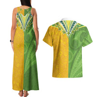 Cook Islands Language Week Couples Matching Tank Maxi Dress and Hawaiian Shirt Tatau Pattern and Rarotongan Alphabet LT03 - Polynesian Pride