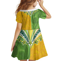 Cook Islands Language Week Family Matching Off The Shoulder Long Sleeve Dress and Hawaiian Shirt Tatau Pattern and Rarotongan Alphabet LT03 - Polynesian Pride