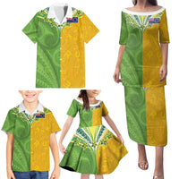 Cook Islands Language Week Family Matching Puletasi and Hawaiian Shirt Tatau Pattern and Rarotongan Alphabet LT03 - Polynesian Pride