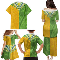 Cook Islands Language Week Family Matching Puletasi and Hawaiian Shirt Tatau Pattern and Rarotongan Alphabet LT03 - Polynesian Pride